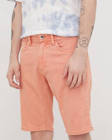 Rifľové krátke nohavice Tom Tailor pánske, oranžová farba,