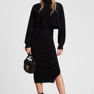Šaty a sveter AllSaints Margot čierna farba, midi, priliehavý