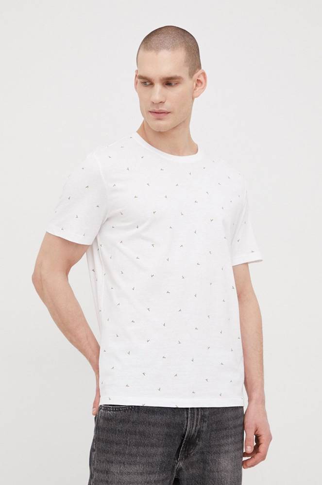 Bavlnené tričko Tom Tailor biela farba, vzorované