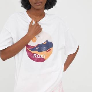 Bavlnené tričko Roxy biela farba,