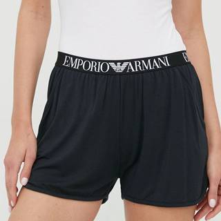 Šortky Emporio Armani Underwear dámske, čierna farba, jednofarebné, vysoký pás