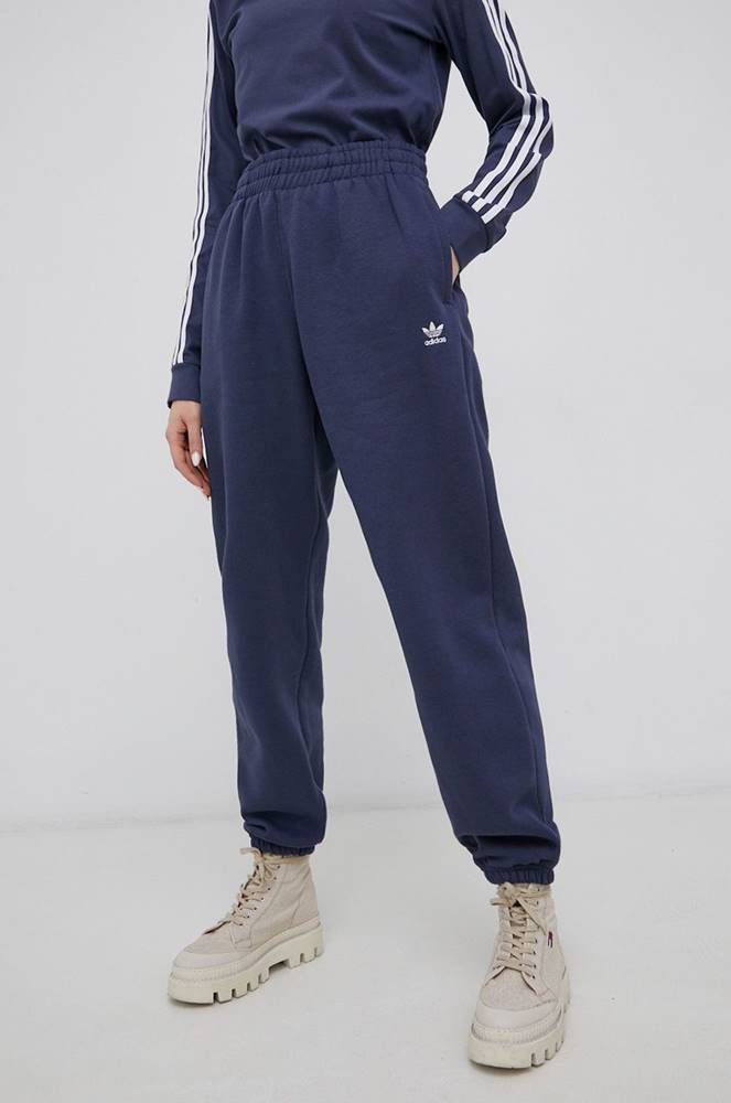 Nohavice adidas Originals Adicolor HF7514 dámske, tmavomodrá farba, jednofarebné