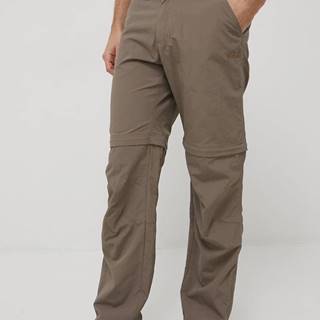 Turistické nohavice Jack Wolfskin Canyon Zip Off pánske, hnedá farba,