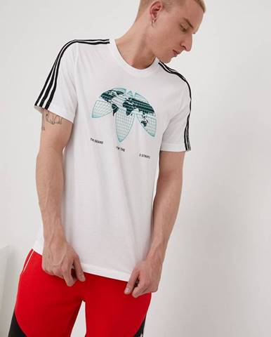 Bavlnené tričko adidas Originals HF4907 biela farba, s potlačou