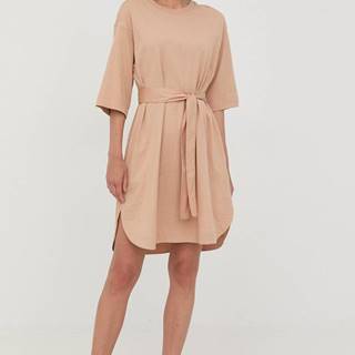 Bavlnené šaty Marella béžová farba, mini, oversize