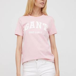 Bavlnené tričko Gant ružová farba,