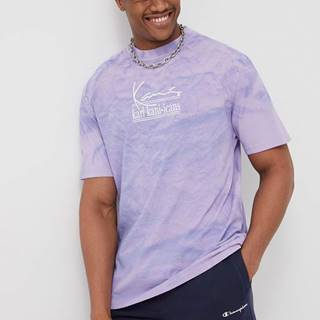 Bavlnené tričko Karl Kani fialová farba, vzorované