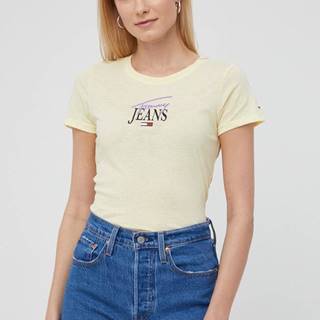 Tričko Tommy Jeans dámske, žltá farba,