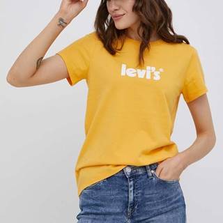 Bavlnené tričko Levi's oranžová farba,
