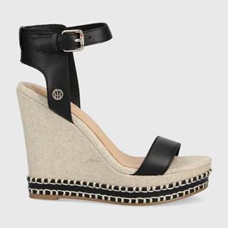 Kožené sandále Tommy Hilfiger dámske, čierna farba, na kline