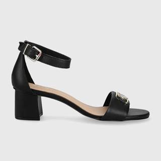 Kožené sandále Tommy Hilfiger dámske, čierna farba, na podpätku