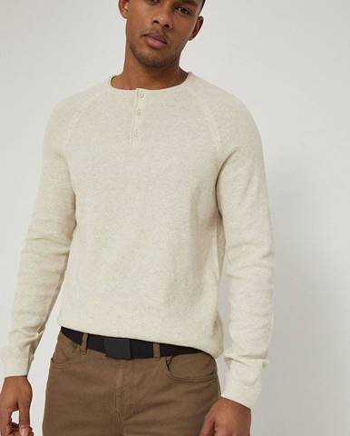Bavlnený sveter Medicine pánsky, béžová farba, ľahký,