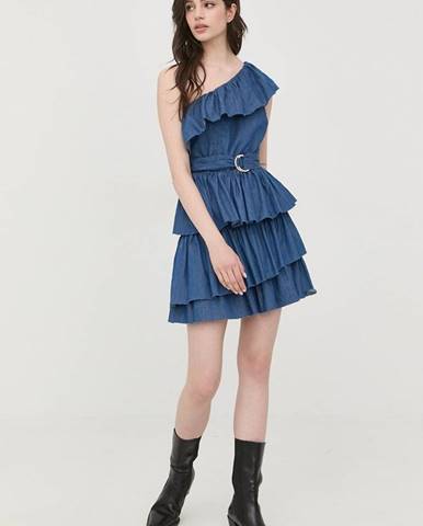 Rifľové šaty Liu Jo tmavomodrá farba, mini, áčkový strih