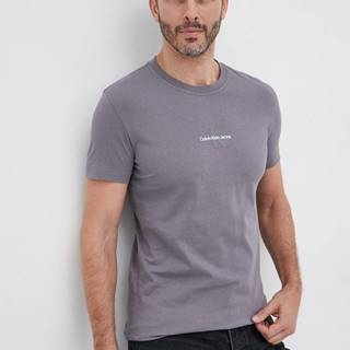 Bavlnené tričko Calvin Klein Jeans šedá farba, s potlačou