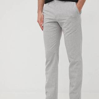 Nohavice s prímesou vlny Tommy Hilfiger pánske, šedá farba, strih chinos