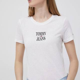 Tričko Tommy Jeans dámsky, biela farba,