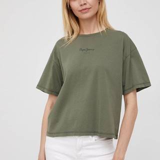 Bavlnené tričko Pepe Jeans Nina zelená farba,