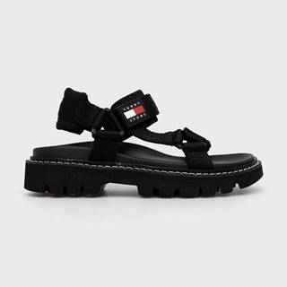 Sandále Tommy Jeans dámske, čierna farba, na platforme