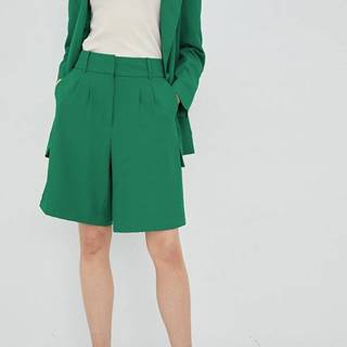 Šortky Only dámske, zelená farba, jednofarebné, vysoký pás