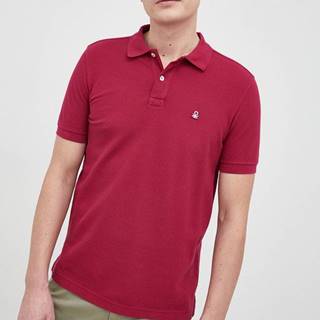 Bavlnené polo tričko United Colors of Benetton ružová farba, jednofarebné