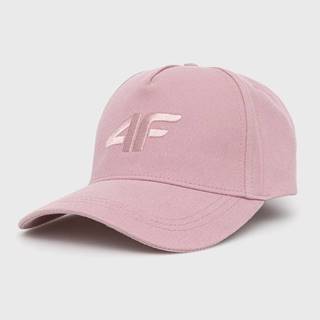 Bavlnená čiapka 4F ružová farba, s nášivkou
