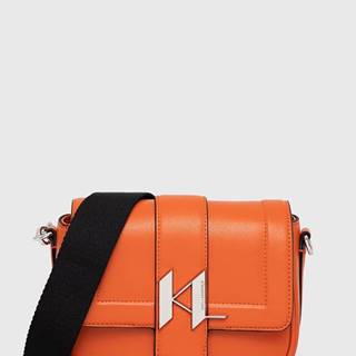 Kožená kabelka Karl Lagerfeld oranžová farba