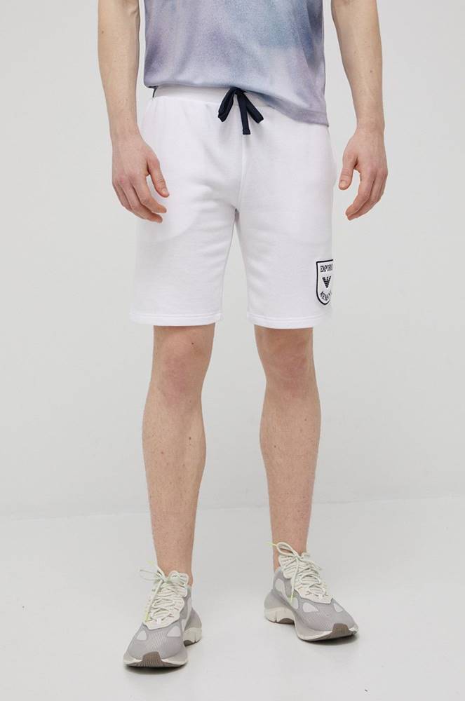Šortky Emporio Armani Underwear pánske, biela farba, melanžové