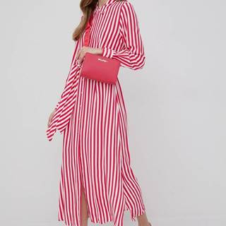 Šaty Tommy Hilfiger ružová farba, maxi, áčkový strih