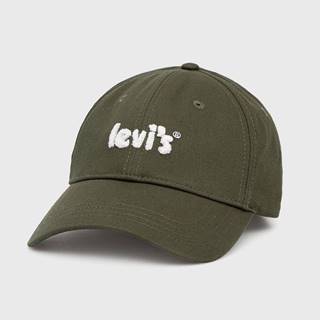 Bavlnená čiapka Levi's zelená farba, s nášivkou