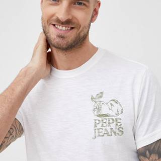 Bavlnené tričko Pepe Jeans Aldarian biela farba, s potlačou