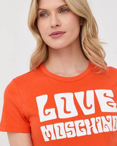Tričko Love Moschino dámsky, oranžová farba