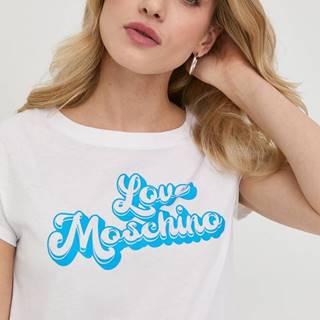 Bavlnené tričko Love Moschino biela farba,