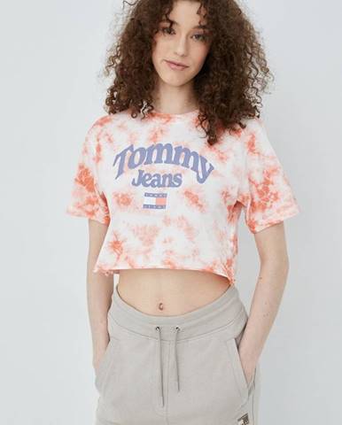 Bavlnené tričko Tommy Jeans ružová farba,