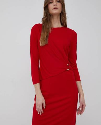 Šaty Lauren Ralph Lauren červená farba, mini, rovný strih