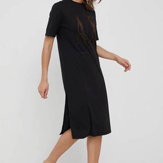 Šaty Armani Exchange čierna farba, midi, rovný strih