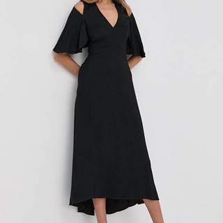 Šaty Victoria Beckham čierna farba, midi, áčkový strih