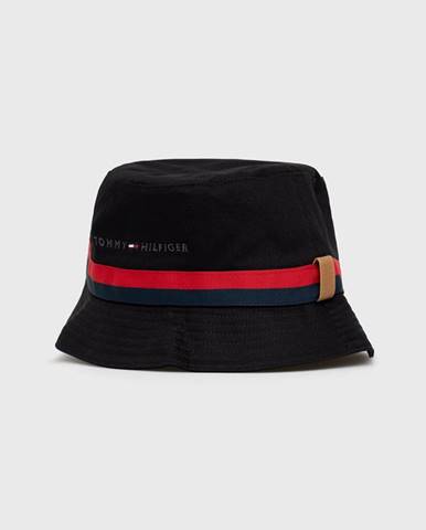 Bavlnený klobúk Tommy Hilfiger čierna farba, bavlnený