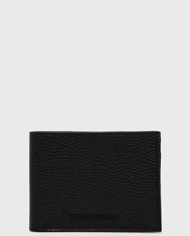 Peňaženka a kožený obal na karty Emporio Armani pánsky, čierna farba
