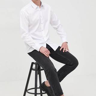 Košeľa Karl Lagerfeld pánska, biela farba, regular, s klasickým golierom