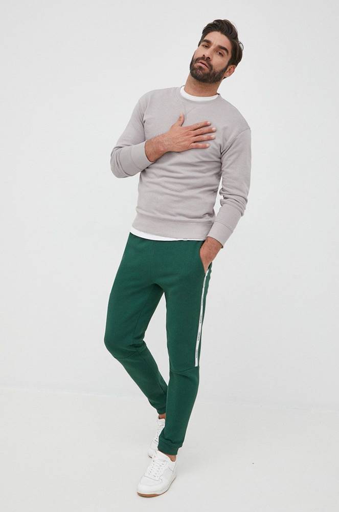 Nohavice Lacoste pánske, zelená farba, jednofarebné