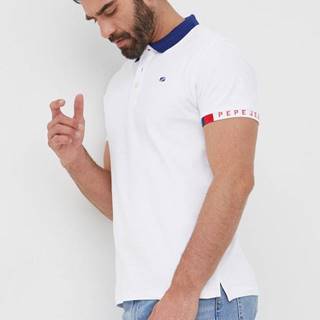 Bavlnené polo tričko Pepe Jeans Felix biela farba, s potlačou