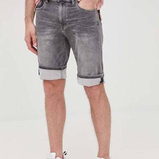 Rifľové krátke nohavice Pepe Jeans Jack Short Grey pánske, šedá farba,