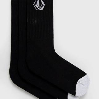 Ponožky Volcom (3-pack) pánske, čierna farba