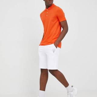 Polo tričko Karl Lagerfeld pánske, oranžová farba, jednofarebné