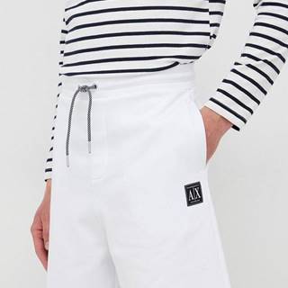 Bavlnené šortky Armani Exchange pánske, biela farba,