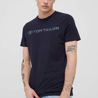 Bavlnené tričko Tom Tailor tmavomodrá farba, s potlačou