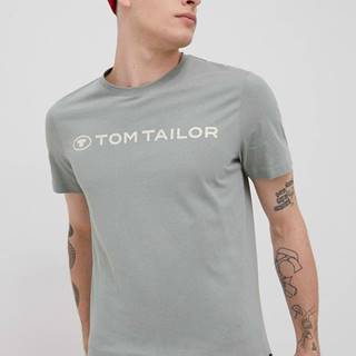 Bavlnené tričko Tom Tailor zelená farba, s potlačou