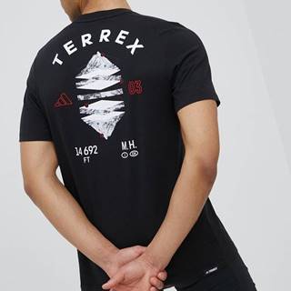 Tričko adidas TERREX Mountain Landscape pánske, čierna farba, s potlačou