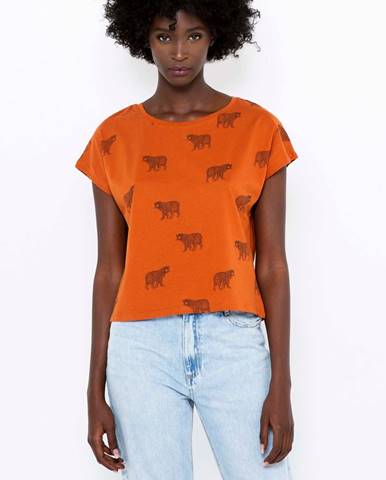Oranžové vzorované tričko CAMAIEU