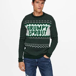 Tmavozelený vianočný sveter ONLY & SONS X-Mas